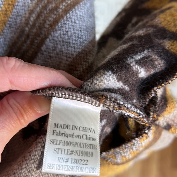 new in raw hem aztec brown tan mustard long sleeve button jacket shacket shirt - Picture 13 of 16